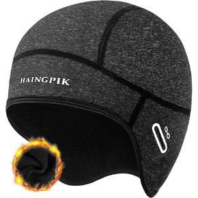 Winter Skull Cap Helmet Liner for Men, Thermal Cycling Cap with Glasses Holes, Warm Hat Beanie for Cold Weather