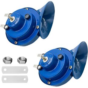 2 PCS Super Loud Car Horns, 12V Waterproof Air Horns Electric Snail Horn, 300DB Train Horns for Vehicle, Motorcycle, Truck, Bike, Boat, Universal Car Accessories (Silver)