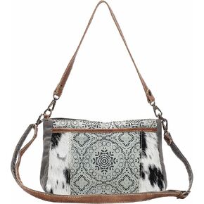 حقيبة Myra Bag مزدوجة حزام البقر و Canvas Canvas Bag S-1149 ، Brown ، مقاس واحد