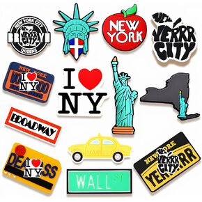 New York City Shoe Decoration Charms, Country Charms Accessories for Shoes, Bracelets, Wristbands, Sandals, Gifts for Birthday, Party, Holiday, Kids, Teens, Adults