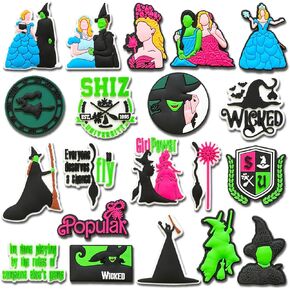 20Pcs Wicked Shoe Charms for Croc, Witch Shoe Decoration for Shoes Bracelet Wristband Clog Sandals Birthday Party Favors
