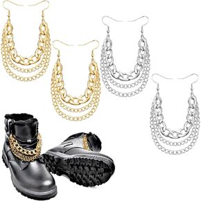 4 Pieces Shoelaces Chains Charm Shoe Decorations Hanging Clips Chain DIY Decorative Casual Shoes Chainfor Sneakers