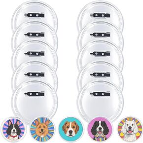 Insppririworks 50 Sets Acrylic Button Making Kit for DIY Photo Buttons 2.36 Inch/58mm Bulk Blank Badge Bases with Pin Backs, DIY Supplies