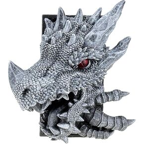 Mazeran 3D Dragon Decorative Bookend ، Fantasy Shelf Decor Decor Nook ، Vintage Dragon Book Stopper ، حامل أقراص اللعبة ، ديكورات تمثال الكتب