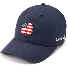 Black Clover Standard USA Cloud 2 Adjustable Hat, Navy Hat/3D American Flag Clover