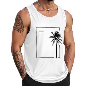 الرجال TANK TOP BEACH SUMMER HAWAII HAIDY PLAM TREE GRAPHIC TREECOUT MUSCLY SLIEFESS in Kuwait