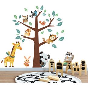Jungle Animals Tree Wall Decals for Kid Bedroom,Daycare Playroom Nursery Wall Stickers,Cute Wall Decors for Preschool,Boyroom,Girlroom,Toddler,Bedroom.