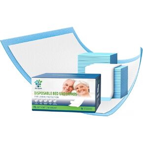 50 Count 30" x 36" Breathable Incontinence Bed Pads, 80 Gram Super Absorbency Disposable Underpads, for Baby Adults Bedwetting Pads, Extra Large Dog Pee Pads, Waterproof Leakproof Drying Underpads