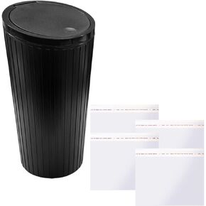 Car Trash Can with Lid, Leakproof Automotive Garbage Bin with 5 Trash Bags, Mini Vehicle Interior Cup Holder Organizer, Universal Car Truck Storage Accessories for Front Back Seat (Red)