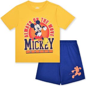 Disney Mickey Mouse Boys Short Sleeve T-Shirt and Shorts 2 Piece Set for Toddlers and Big Kids