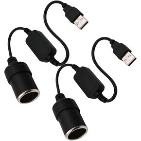 2 Pack USB ذكر إلى 12 فولت سيارت سجائر أخف ، USB DC 5V إلى 12 فولت رفع محول ولاعة السجائر ، من أجل كاميرا اندفاعة ، GPS ، شرائط LED للسيارات ، وغيرها من إلكترونيات السيارات (8W كحد أقصى)