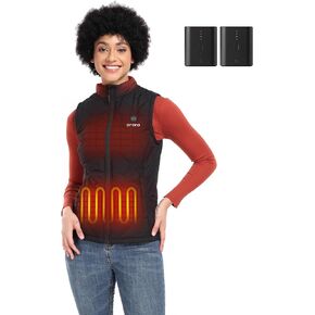 ORORO Women’s Heated Quilted Vest (Black, L) and Extra Battery