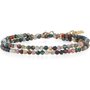COAI Women's Crystal Bracelet, Adjustable Double Layered Faceted Gemstone Beaded Bracelet for Women 3mm