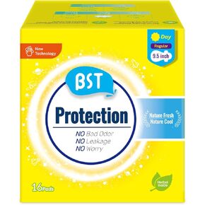 BST Pads for Women, Herbal Inside Natural Cool Menstrual Period Pads - Heavy Absorbency, Camellia Feminine Care Sanitary Pad with Wings - Large 24