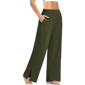UEU Womens Wide Leg Yoga Pants High Pherened Tie Tie Tie Joggers عرضة فضفاضة زائد زائد الصالة الحجم مع جيوب in Kuwait