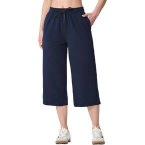 SPECIALMAGIC Women's Capri Pants Plus Size Loose Yoga Wide Leg Cotton Capri Sweatpants Drawstring Pajama Pants