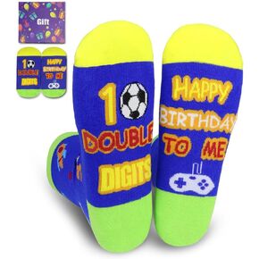 Double Digits Birthday for Boys - Socks Gifts for Ten Year Old Boy Gifts, 10 Year Old Gift Ideas Presents Football Socks