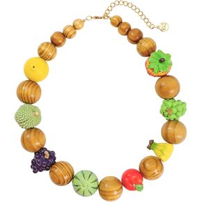 Firstmeet Handmade Chunky Natural Wood Vegetable Bead Bracelet Costume Hip Hop Jewelry for Women