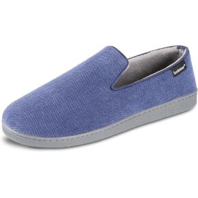 isotoner Men's Diamond Corduroy Slippers-Gel Memory Foam Moccasin, Washable, Moisture-Wicking Lining