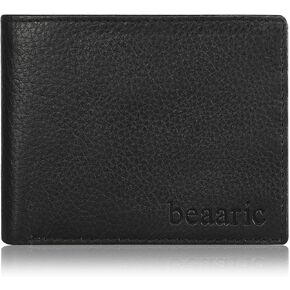 محفظة جلدية أصلية للرجال - محفظة Bifold Rfid ، تصميم نحيف وأنيق مع 11 فتحات بطاقة ، 2 جيوب مخفية ، مقصورتان من الفواتير ، نافذة معرف واحدة ، غرز متين - لون أسود