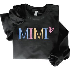 Godmerch المطرزة Mimi Sweatshirt ، هدايا عيد ميلاد يوم أمهات لميمي ، تطريز كروشنك للنساء للنساء