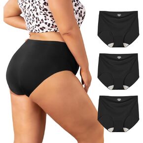 INNERSY Women's Plus Size Seamless Underwear No Show High Waisted Briefs Panties 3-Pack