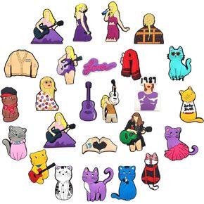 25Pcs Cute Shoe Charms for Girls Boys Kids Shoe Decoration Adults Teens Women with Buttons for Clog Sandals Birthday Party Gift