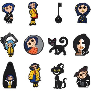 12pcs Cora line Shoes Decoration Charms for Clog Sandals,Cartoon Horror Movie Cora1ine Shoes DIY PVC Pins Charms Accessories Gifts for Women