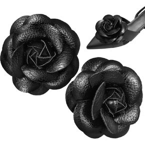 GALPADA 2 Pcs Leather Flowers clips for shoes, Faux Leather Rose shoe clips, DIY shoe decorations for Flats Heels Sandals Boots