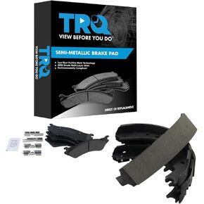 TRQ Brake Pads Semi-Metallic Compatible with 2003 Dodge Ram 1500 Van