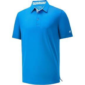 Mens Golf Polo Shirt Moisture Wicking Dry Fit Performance Sport Pin Striped Short Sleeve Golf Shirts for Men