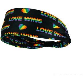 Rainbow Headband for Women Non Slip Elastic Sweat Hairbands Fashion Sports Hair Bands Soft Cloth Fabric Stretchy Headband for Running Workout Yoga