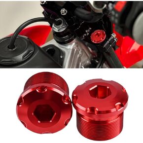Canitu Fork Caps for Honda CRF110 /125 2019-2023,Motorcycle Billet Aluminum Front Fork Tube Cap Bolt Covers Plain Stock Cap Replacement,Uses Stock O-Rings (Red)