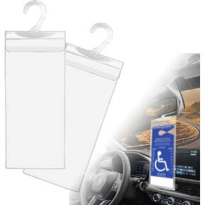 2 PCS Handicap Placard Holder - Ultra Transparent Handicapped Placard Holder Protector Hanger Sleeve, Placard Holder for Disability Parking