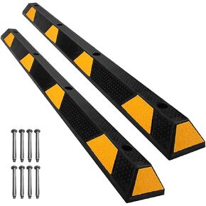 Rubber Parking Stoppers for Garage Curb Block 72" Parking Target with 8 Bolts Wheel Stop for Car Truck RV and Trailer Stop Aid 2 Pack Parking Stopper for Garage (72" Long, 2 Pack)