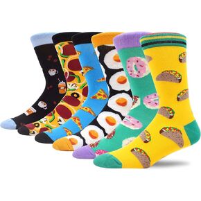 MAKABO Women's Colorful Funny Novelty Patterned Combed Cotton Crew Socks 6 Packs