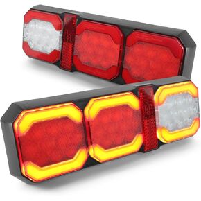 Agrieyes Triple Tail Lights ، 78LELED RV Trailer Light مع عكسي وعاكس ، مصابيح خلفية مقاومة للماء لشاحنة HAMPER شاحنة مسطحة مركبة مسطحة ، استبدال خلفية فرامل الإشارة المستطيلة.