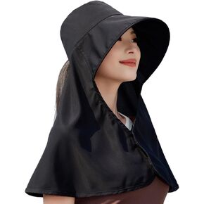 HUAMULAN Women Wide Brim Sun Hat Summer Ponytail Safari Fishing Hats Visor Caps with Neck Flap UV Protection Packable