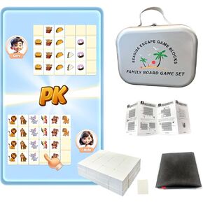 Seaside Escape Game Blocks Mahjong Sets with 49 Tiles 38mm Pet and Food Pattern with Bag.