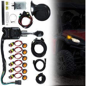 Universal UTV Turn Signal Kit with Column Turn Switch and 12V Horn Button, Amber LED Blinker Kit Compatible with Polaris, Pioneer, Talon, Can-Am, Kawasaki, Arctic Cat