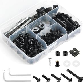 طقم الترباس دراجة نارية ، 304 من الفولاذ المقاوم للصدأ 177pcs M5 M6 SCRENT SCET Universal أسرع من أجل Kawasaki Suzuki GSXR Honda Ducati Yamaha BMW ، Black