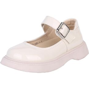 WUIWUIYU Girls School Uniform Shoes Platform Heel Halloween Costume Round-Toe Shiny Dress Mary Jane Shoe Flats