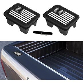 RAM 1500 Stake Pocket Covers, Stake Pocket, American Flag Rear Truck Bed Rail Stake Pocket Cover, Truck Covers Accessories Compatible with 5TH Gen Dodge Ram 1500 Bed Rail Caps (Black White)
