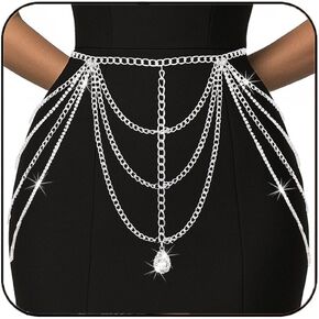 Bodiy Rhinestone بطن سلسلة الخصر سلسلة الفضة سلسلة حزام حزام ملحقات الجسم الكريستال للنساء