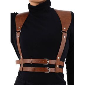 CLOACE Punk Leather Waist Chain Leather Adjustable Body Chain Belt Goth Rave Halloween Body Accessories Jewelry for Women
