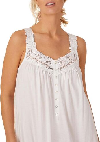 Eileen West Queen Anne's Lace Villa Blanca Knit Tank Ballet Nightgown for Women, 100% Cotton Sheer Jersey, 50" Length in Saudi Arabia