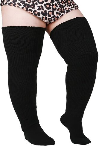 Women's Plus Size Thigh High Socks for Thick Thighs - Striped Over the Knee Leg Warmer Boot Socks in Saudi Arabia