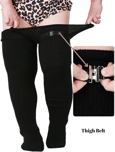 Women's Plus Size Thigh High Socks for Thick Thighs - Striped Over the Knee Leg Warmer Boot Socks in Saudi Arabia