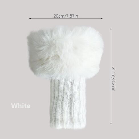 Tahonuss Women Faux Fur Leg Warmers Plush Leg Boot Covers Short Furry Fuzzy Boot Socks Topper Girls Winter Knitted Foot Cuffs in Saudi Arabia