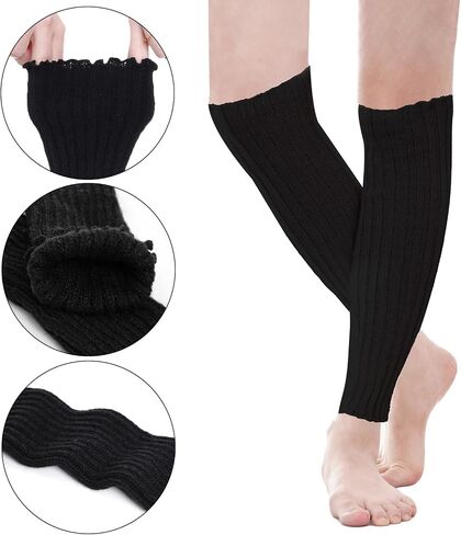 Womens Ribbed Leg Warmers Knitted Long Boot Ankle Heap Sock for Party Sports in Saudi Arabia
